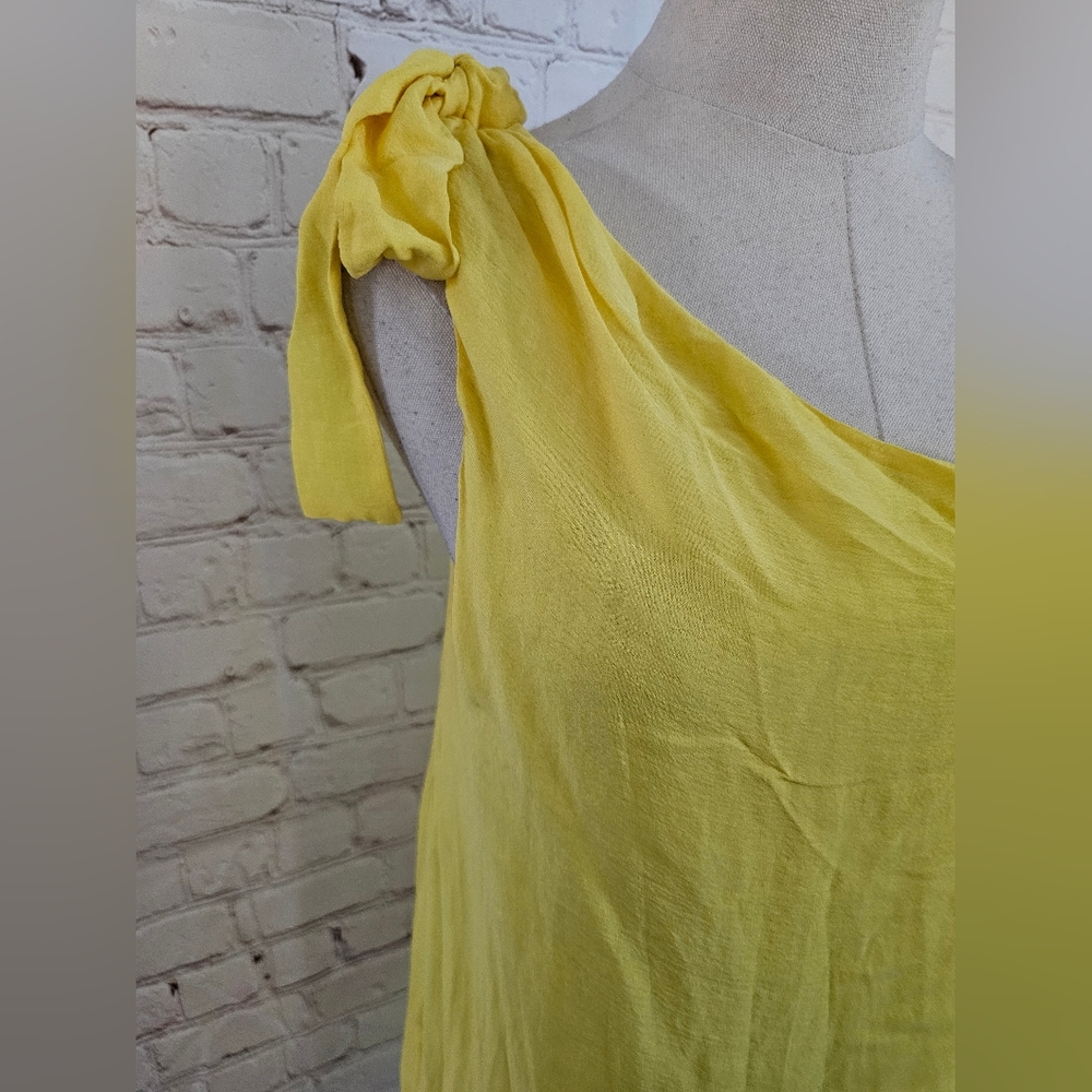 Alice + Olivia Vintage Silk One Shoulder Mini Dress | Bright Yellow | XS | EUC - Picture 3 of 9